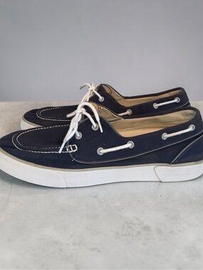 Polo Ralph Lauren Lander P Canvas Boat Shoes Navy Blue Men's Size 14D